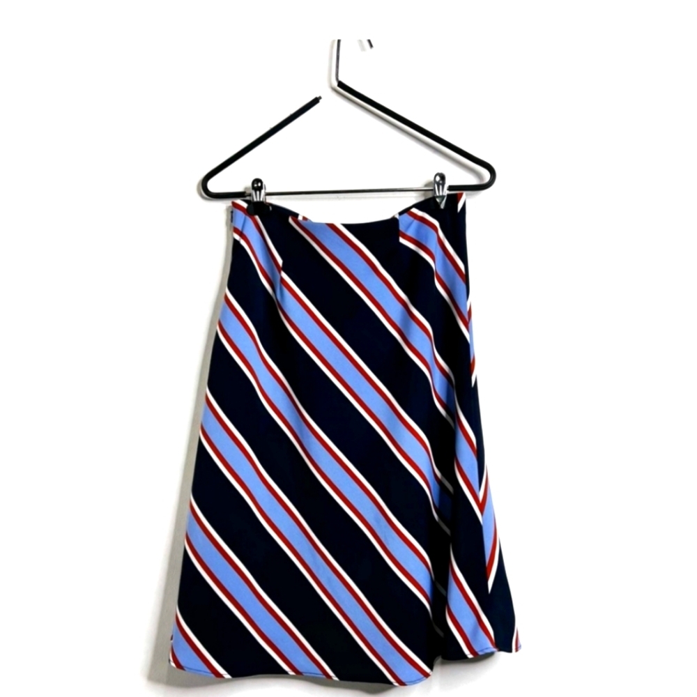 Ann Taylor Factory Black and Blue Midi A-Line Skirt for Work or Play